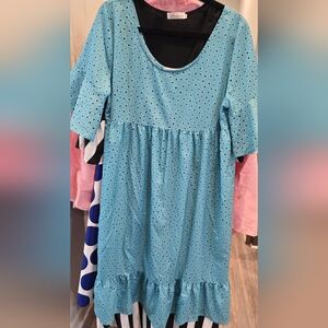 MISSLOOK Blue Dot Womens Dress